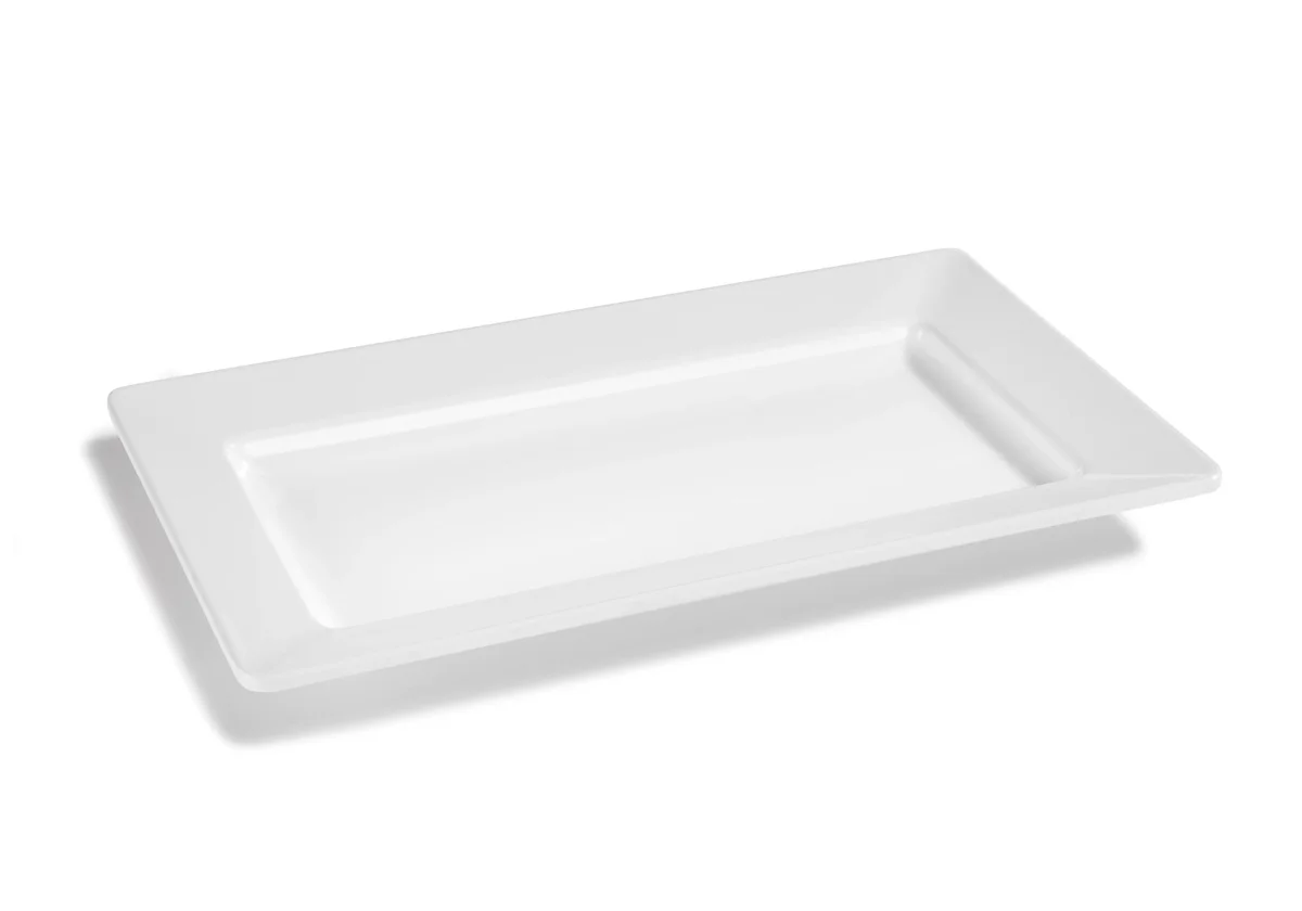 Teller Life · 35,8 x 20,5 cm · Melamin · rechteckig · Weiß