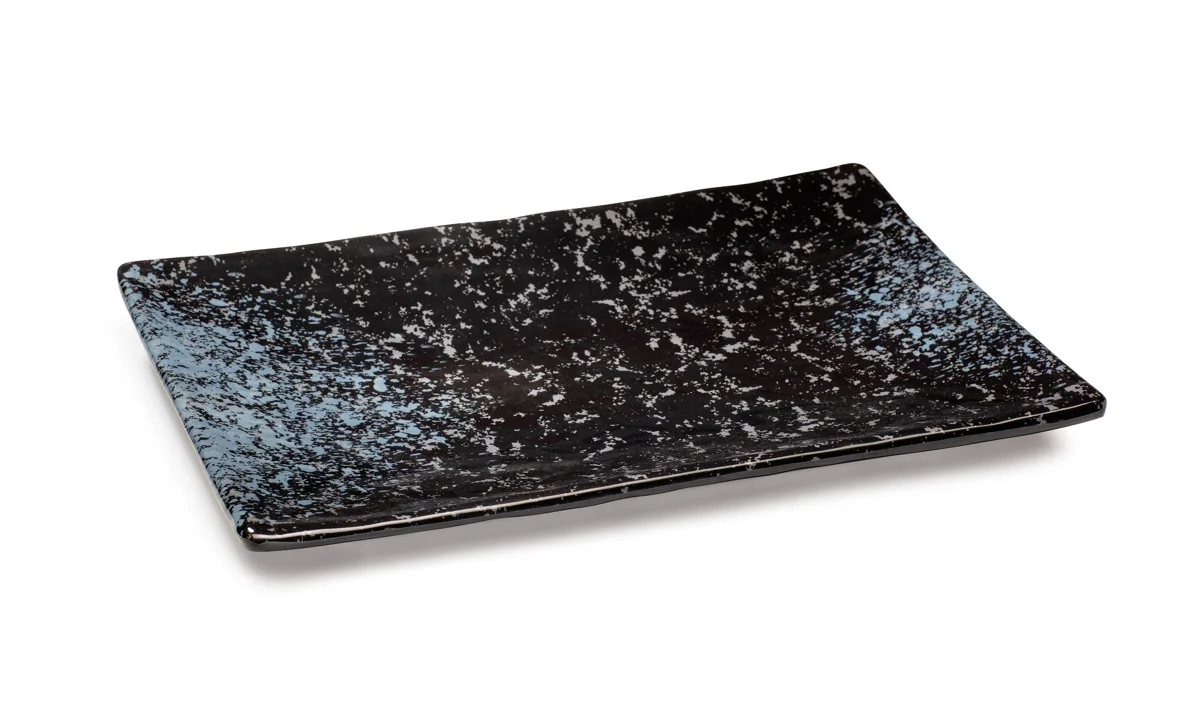 Tablett Elegance · 35 x 25 cm · Melamin · rechteckig · Schwarz gesprenkelt