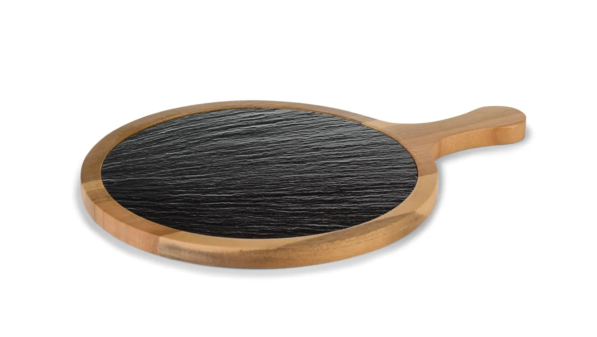 Servierbrett · 26,5 cm · Holz · rund · Schwarz