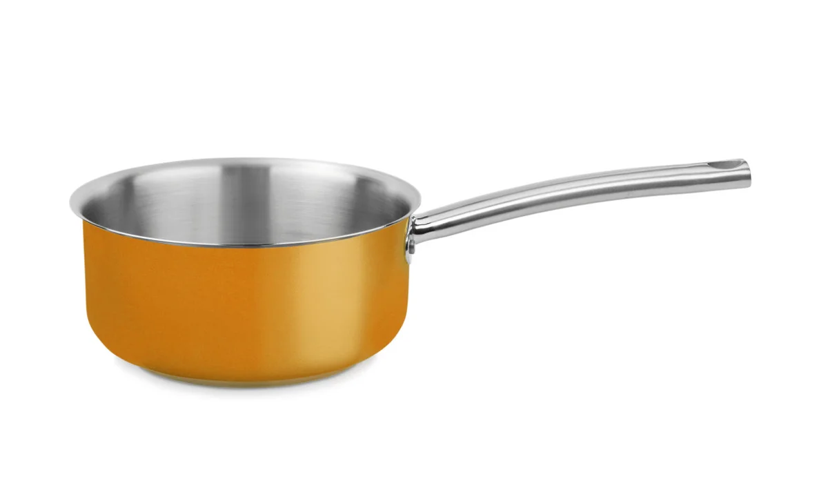 Stielkasserolle · 16 cm · Edelstahl · Gelb